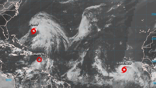 Jerry, Karen and Lorenzo: 3 tropical systems are churning in the Atlantic