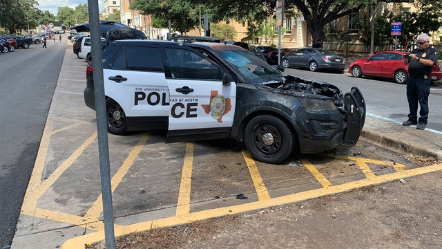 UTPD patrol car catches on fire on UT campus