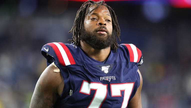 FOXBOROUGH, MA - OCTOBER 10: Michael Bennett is pictured during pregame warmups. The New England Patriots host the New York Giants during a Thursday night football game at Gillette Stadium in Foxborough, MA on Oct. 10, 2019. (Photo by John Tlumacki/The Boston Globe via Getty Images)