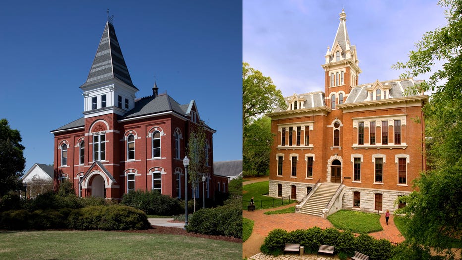 Hargis Hall on the main campus at Auburn University and Benson Science Hall on the campus of Vanderbilt University are shown in file images. (Photo by Carol M. Highsmith/Buyenlarge & Vanderbilt/Collegiate Images via Getty Images)