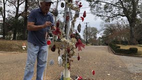 Mississippi residents put makeshift Christmas tree into pothole in hopes of getting street fixed