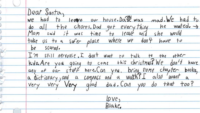 7-year-old boy in domestic violence shelter writes heartbreaking letter to Santa