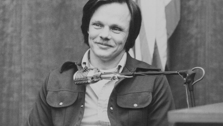 (Original Caption) Los Angeles, California: Lawrence Bittaker, 40, accused in the rape and torture deaths of five teenage girls, wears a grin on his face during testimony in court. Earlier in the day Bittaker broke down and began crying as he denied under questioning that he had killed any of the girls. During the second day of testimony in his own defense, Bittaker again attempted to discredit the testimony of his confessed alleged accomplice, Ray Norris, 32, who pleaded guilty to the killings in a deal with prosecutors to avoid the death penalty.