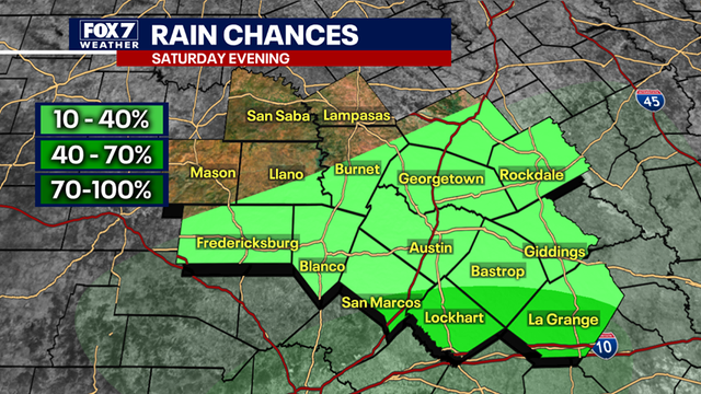 Rain chances on the rise Saturday evening, night