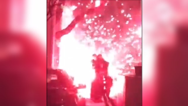 VIDEO: Overnight apartment fire allegedly started by fireworks