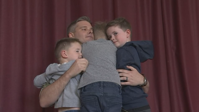 Navy dad surprises sons at Dublin elementary school