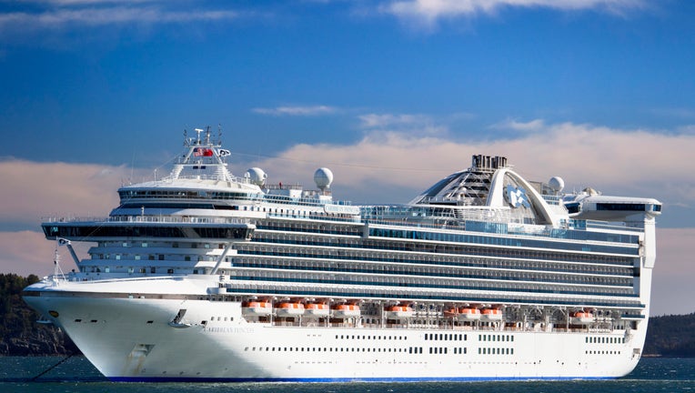 The Cruise Liner Caribbean Princess moored off Bar Harbour in Maine. (Photo by: Loop Images/Universal Images Group via Getty Images)