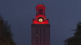 University of Texas at Austin Tower lit up to celebrate first day of online learning