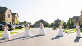 Texas women stage 'wedding dress Wednesday' photo shoot while social distancing