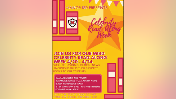 Manor ISD to kick off "Celebrity Read-Along Week" amid coronavirus school shutdowns