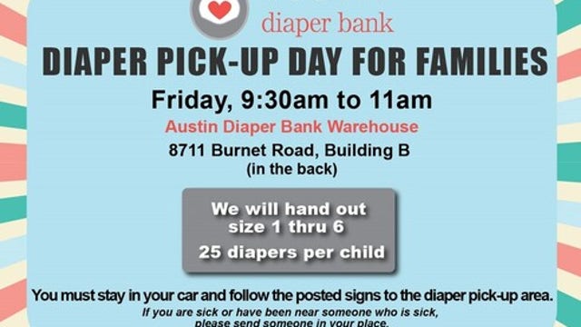 Austin Diaper Bank holds second public diaper pick-up for families impacted by coronavirus