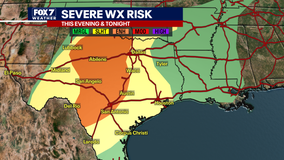 Enhanced risk for severe weather for Central Texas