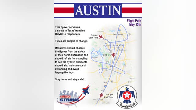 Air Force's Thunderbirds to fly over Austin and San Antonio on May 13