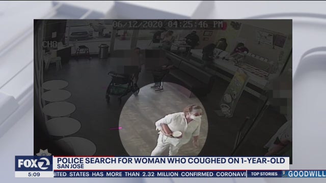 San Jose police looking for woman who they say purposely coughed on 1-year-old
