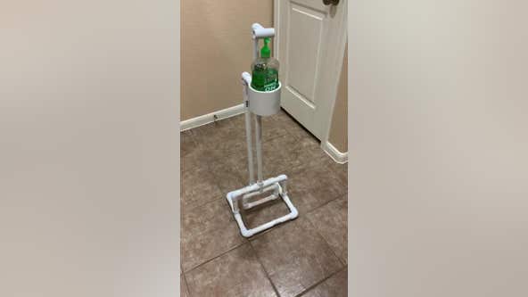 Texas teacher unveils foot-operated sanitation station for classrooms