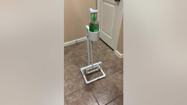 Texas teacher unveils foot-operated sanitation station for classrooms