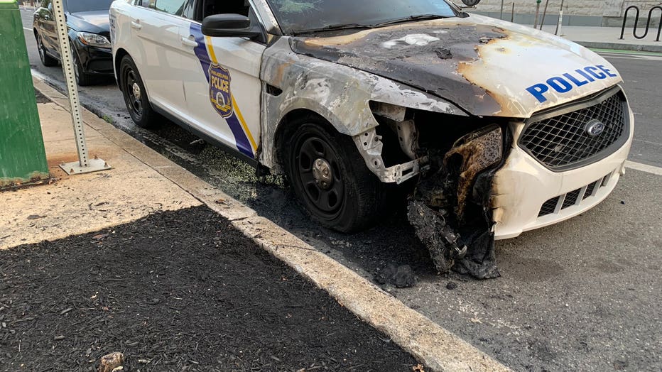 39th and Chestnut Police Car set fire