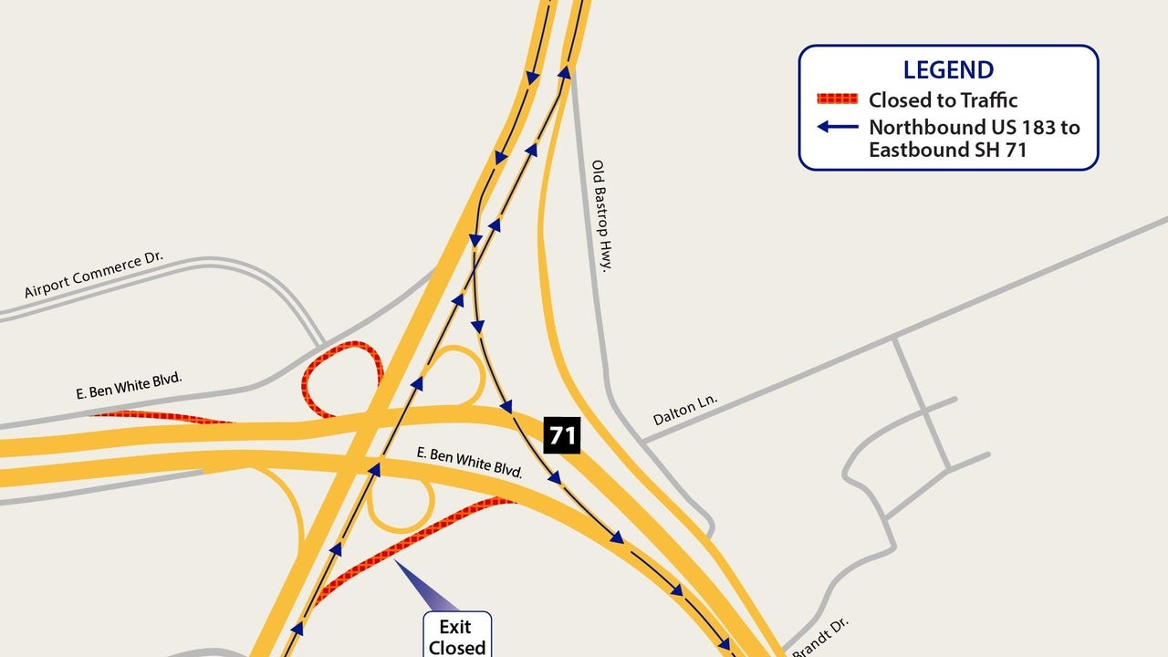 Northbound US 183 exit at SH 71 to close until October