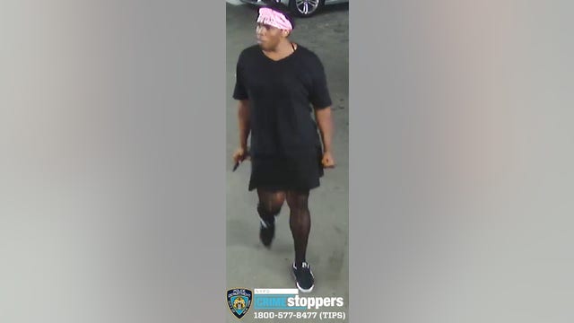 Police hunt suspect in black dress, pink bandana who stabbed man in parking garage