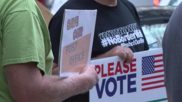 Dozens gather in Austin to protest for the right to vote by mail