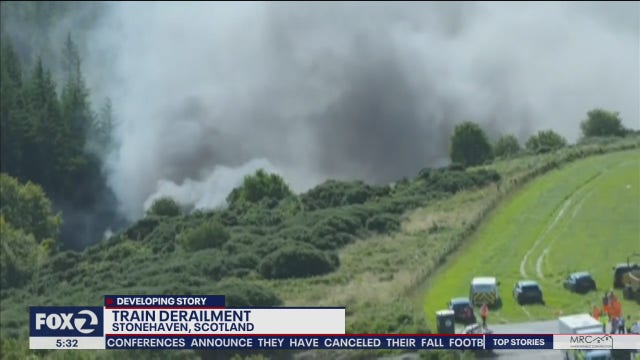 Two feared dead and 'serious injuries' rising from train derailment in Scotland