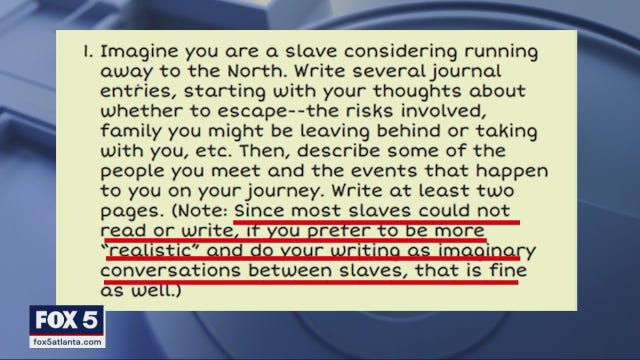 Georgia elementary students assigned to imagine themselves as slaves