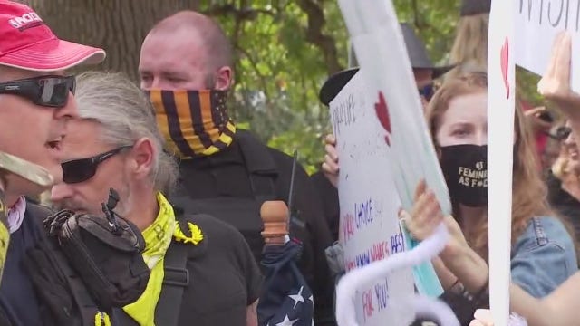 Women's March Austin, right-wing groups clash at Wooldridge Square Park