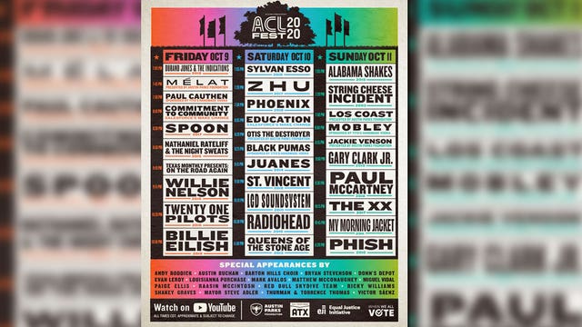 Lineup for ACL Fest 2020 three-night broadcast announced