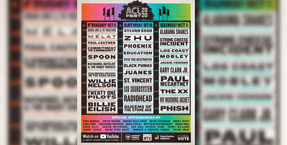 Lineup for ACL Fest 2020 three-night broadcast announced