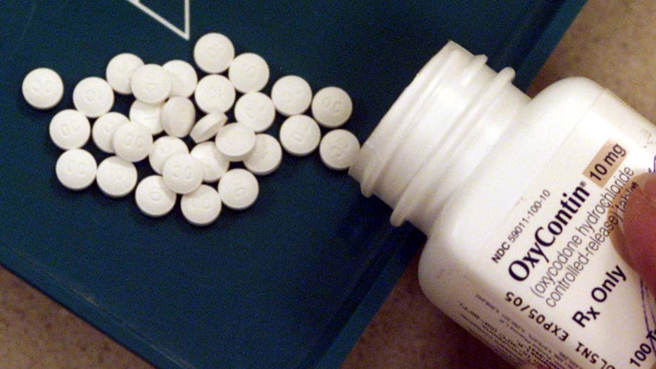 Oxycontin pills. oxycodone hydrochloride. prescription only pain medication.
