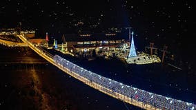 Beautiful! The SkyBridge in Gatlinburg lights up for the holiday season