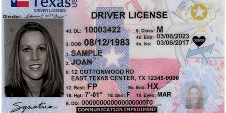 font used on texas drivers license