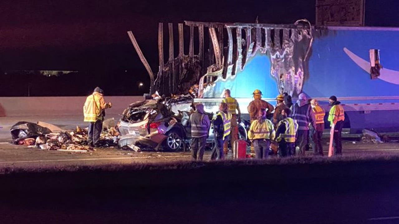 SH 71 Shut Down After Deadly Crash Catches Amazon Truck On Fire | FOX 7 ...