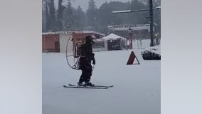 ‘Long live Fan Man’: Skier propels through heavy snow in with high-powered fan