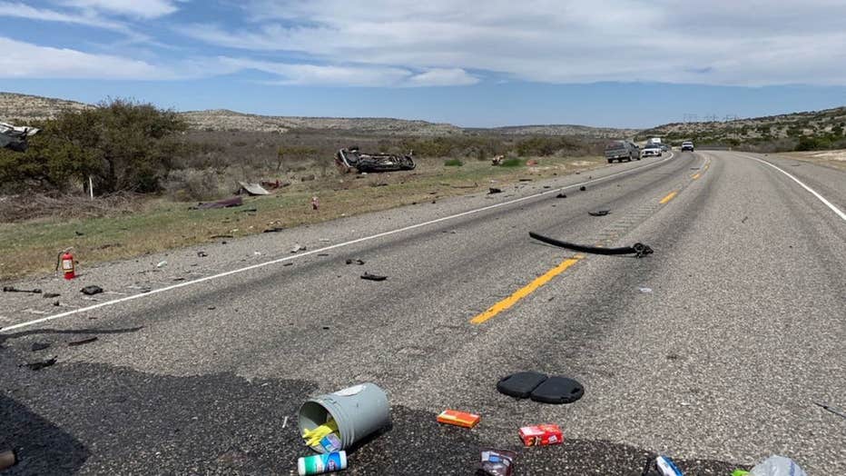 The aftermath of the head-on collision, which left 8 dead.