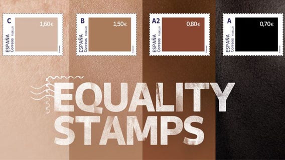 Spain's skin-tone stamps sold at different values to highlight racial inequality face backlash