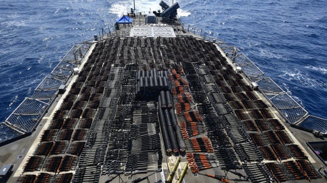 US Navy seizes massive cache of illegal weapons likely bound for Yemen