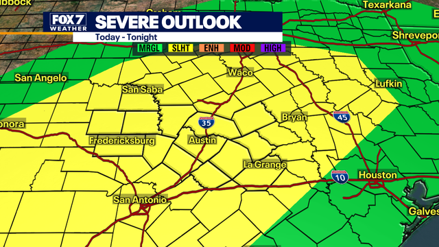 Slight risk of severe storms in Central Texas