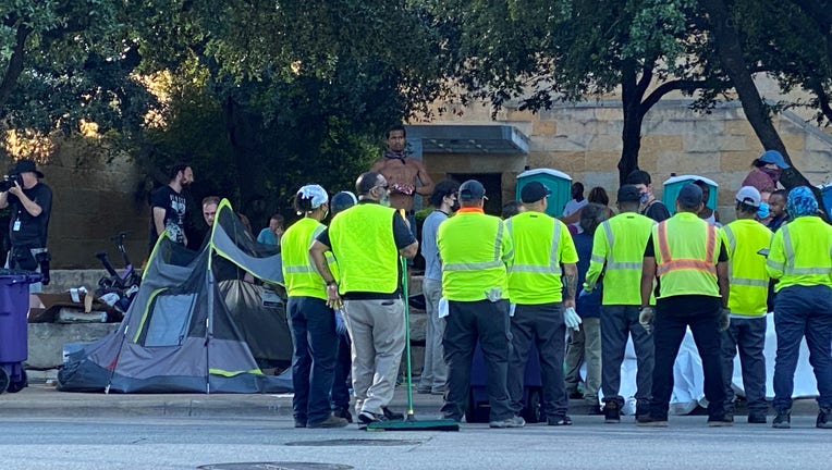 Tents In Area Outside Austin City Hall Cleared People Asked To Move