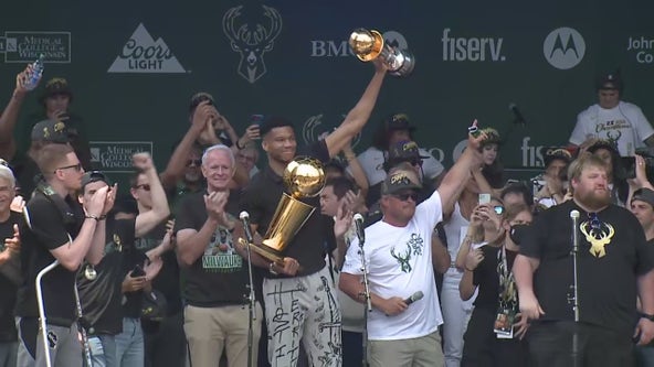 Milwaukee Bucks championship parade; fans turn out by thousands