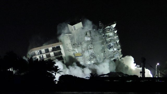 Explosives set off to bring down rest of collapsed Miami-area condo