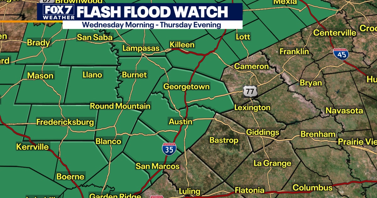 Flash Flood Watch issued as heavy rainfall expected in Central Texas ...
