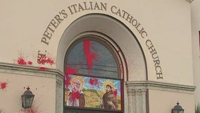 Downtown Los Angeles Italian Catholic church vandalized with graffiti