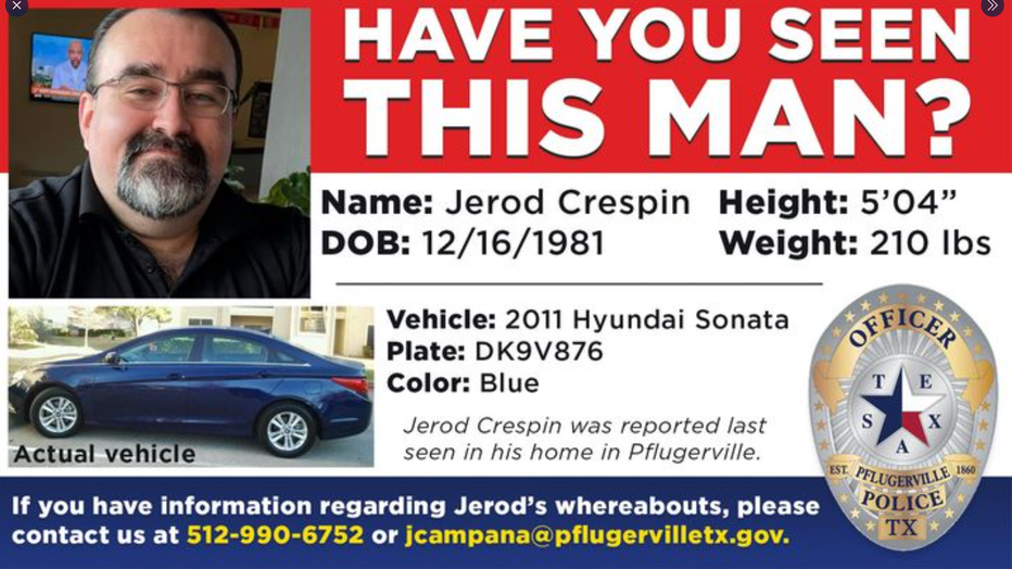 If you have seen Mr. Crespin, please contact Det. Janie Campana at 512-990-6752 or jcampana@pflugervilletx.gov.