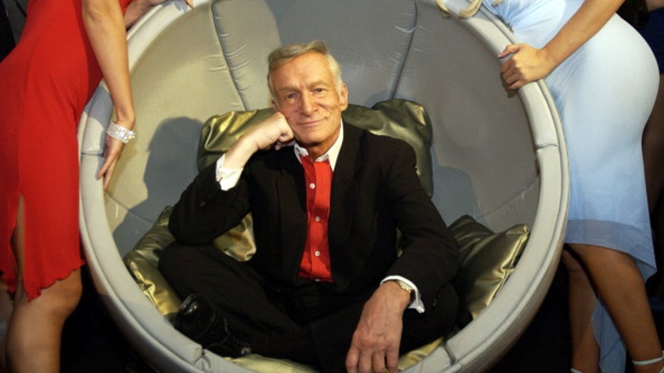 Hugh Hefner during The Palms Casino Celebrates Playboy's 50th Anniversary With Private Reception At Ghost Bar at The Palms Casino Resort in Las Vegas, Nevada. (Photo by Denise Truscello/WireImage)