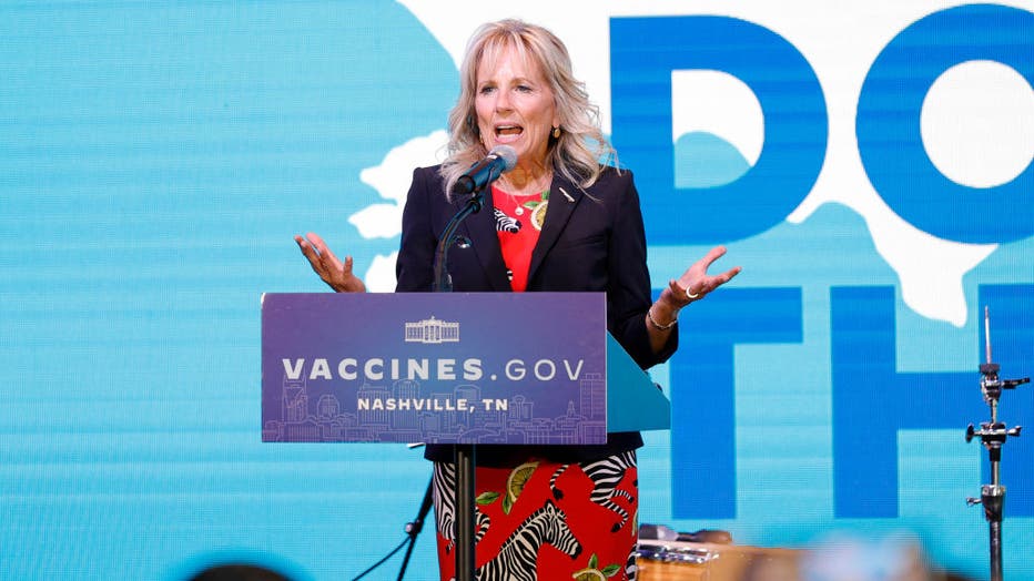 First Lady Jill Biden Tours Pop-Up Vaccination Site With Singer-Songwriter Brad Paisley