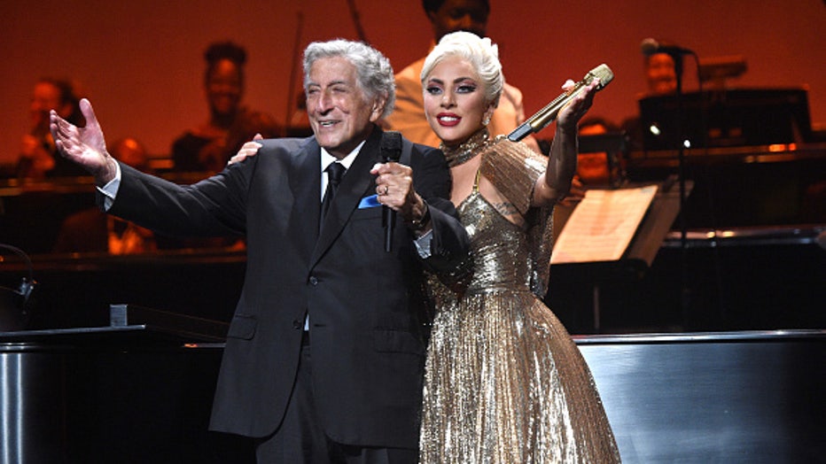 NEW YORK, NEW YORK - AUGUST 05: (Exclusive Coverage) Tony Bennett and Lady Gaga perform live at Radio City Music Hall on August 05, 2021 in New York City. "One Last Time: An Evening With Tony Bennett and Lady Gaga" to air on CBS on Sunday, Nov 28 at 8pm ET. (Photo by Kevin Mazur/Getty Images for LN)