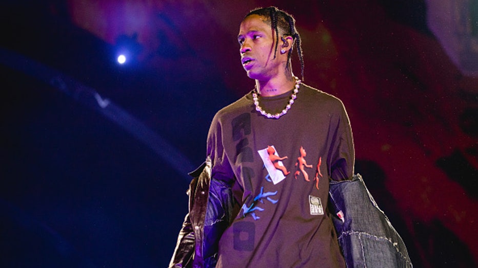 HOUSTON, TEXAS - NOVEMBER 05: Travis Scott performs onstage during the third annual Astroworld Festival at NRG Park on November 05, 2021 in Houston, Texas. (Photo by Rick Kern/Getty Images)