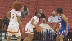 Texas Longhorns women's basketball team takes on Kansas Jayhawks