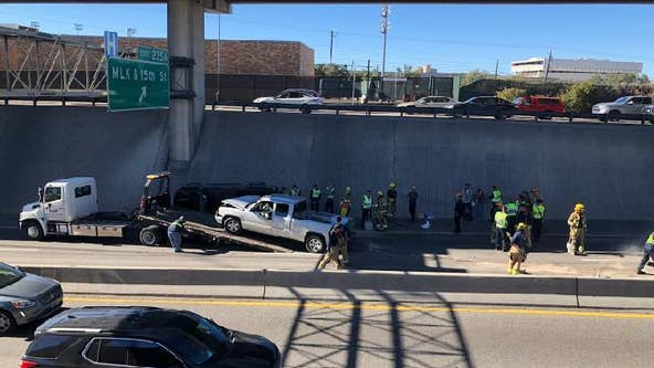 2 injured in two-vehicle rollover crash on I-35 near MLK